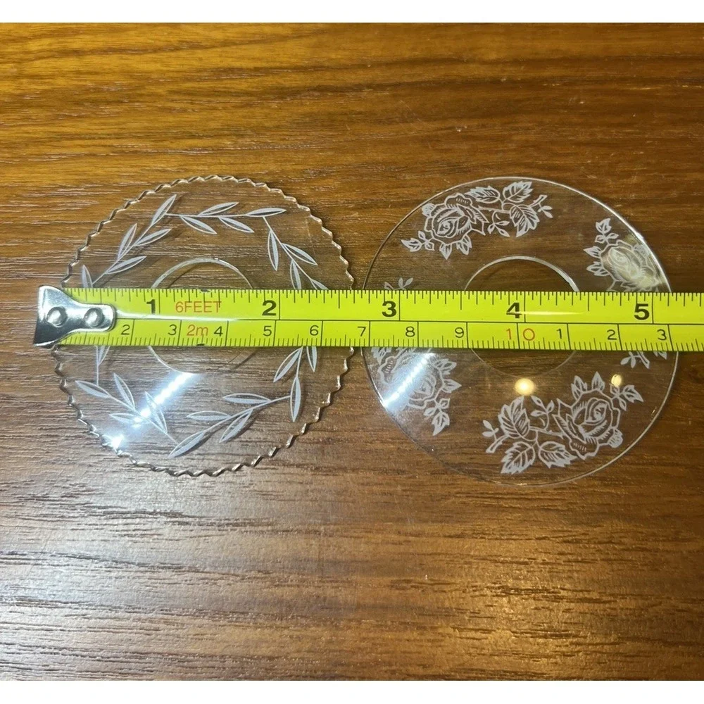 2 Vintage Glass Bobeches Candle Wax Drip Collars/Catchers